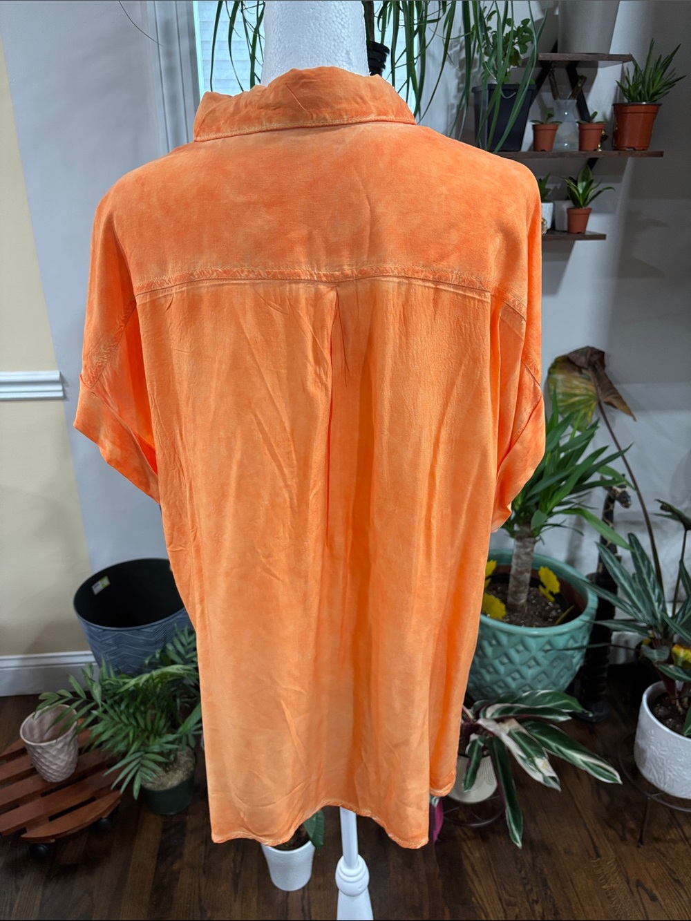 Velvet Heart Vibrant Orange Button Up Short Sleeve Shirt size XL - Picture 4 of 5